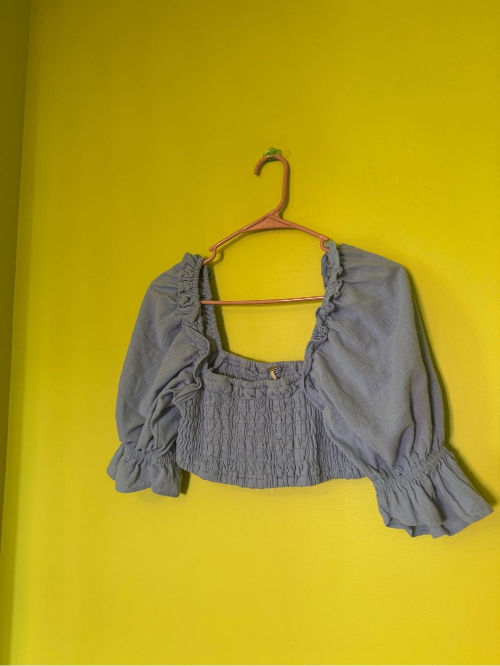 Free People At Ease smocked crop top in Blue Surf 🩵